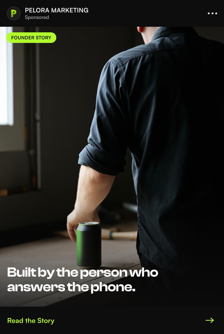 Founder story video ad style produced by PELORA Marketing