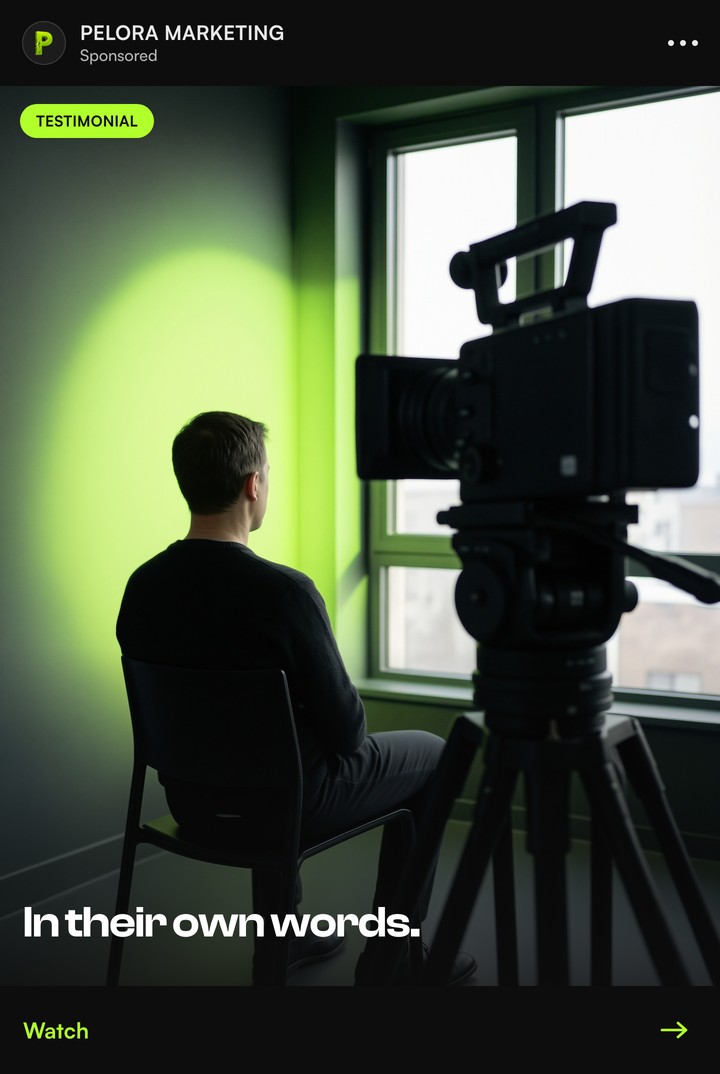 Testimonial interview video ad style produced by PELORA Marketing