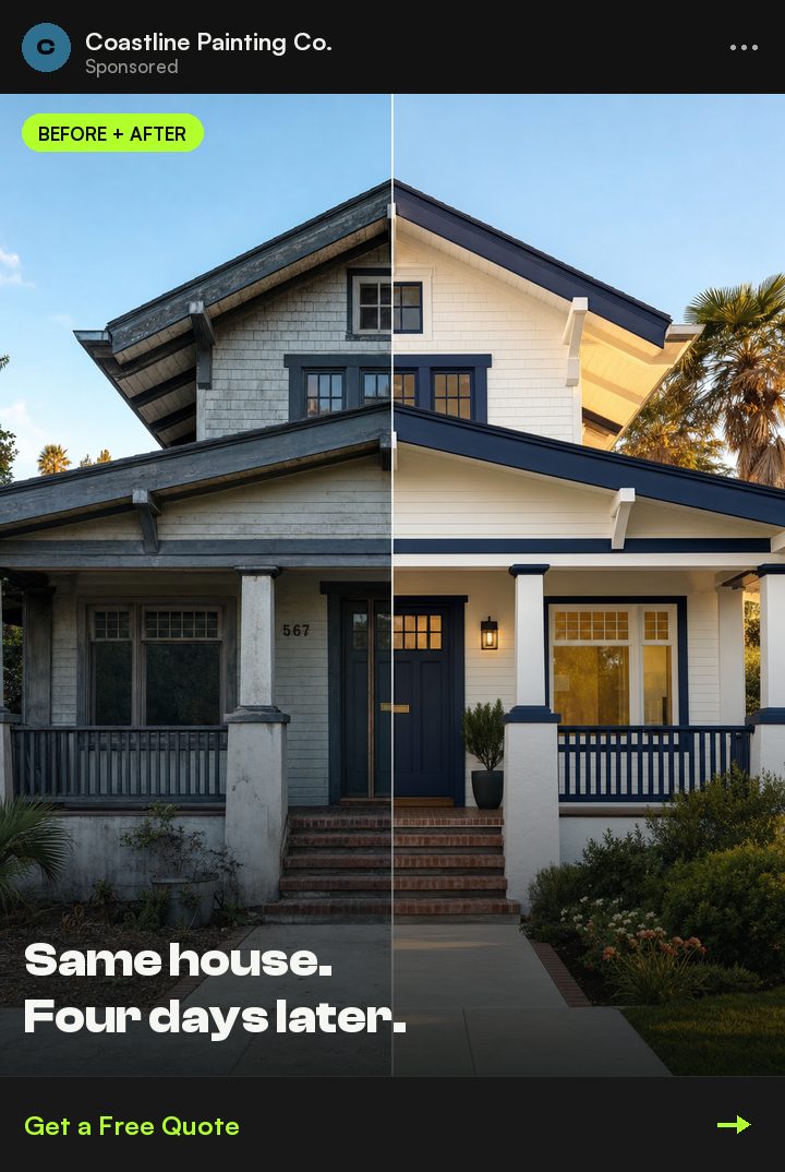 Before and after video ad style produced by PELORA Marketing