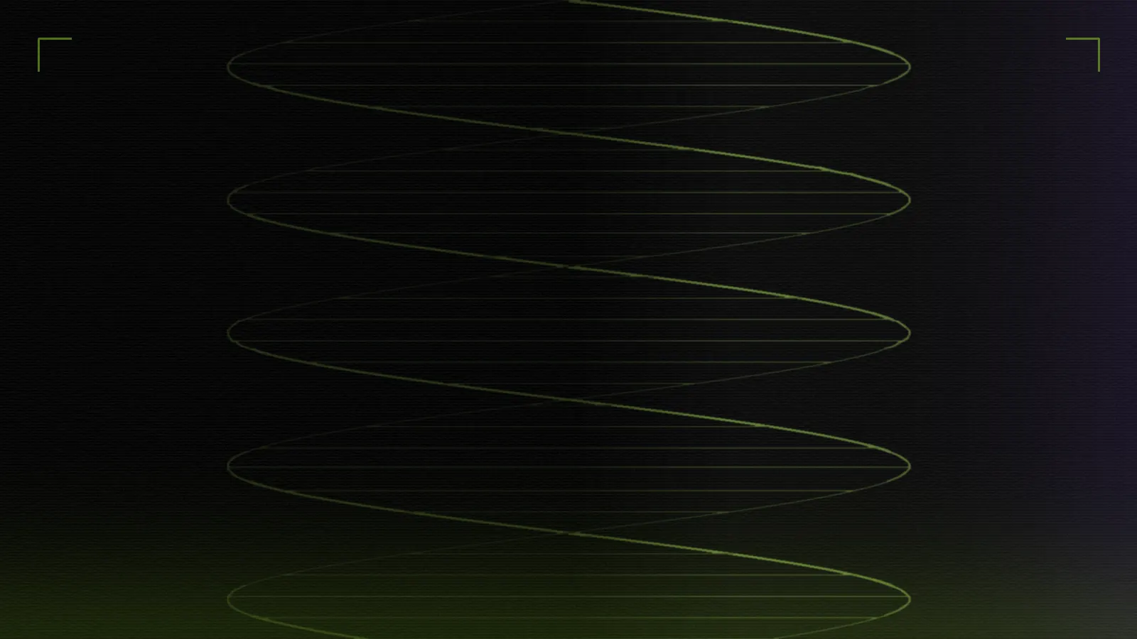 Green helix pattern on a dark PELORA brand ground