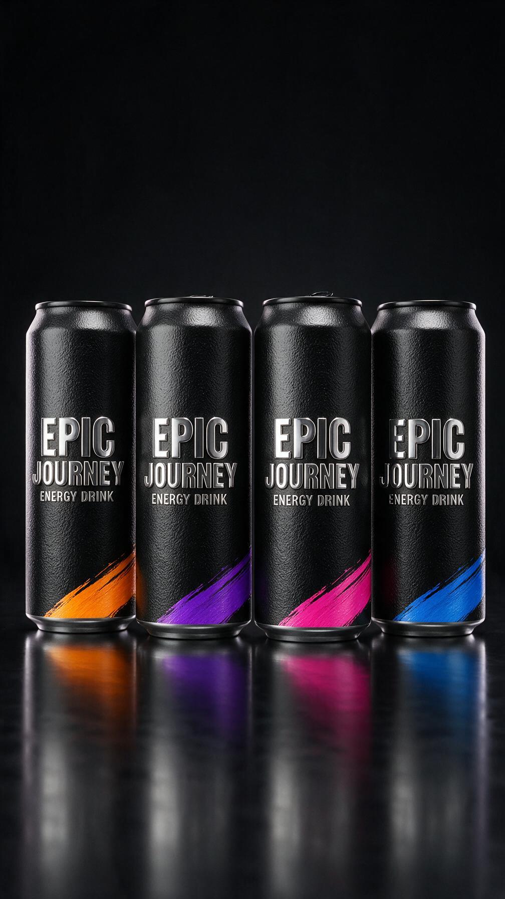 Energy drink product marketing creative by PELORA: four-flavor can design and hero product render