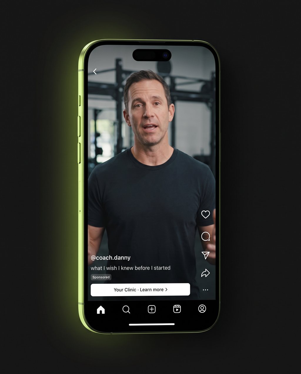 TikTok Spark Ad from a creator's account with a Your Clinic learn more button