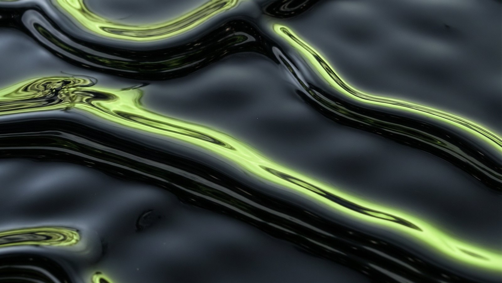 Ad creative frame by PELORA: dark liquid texture with lime highlights, no product in frame