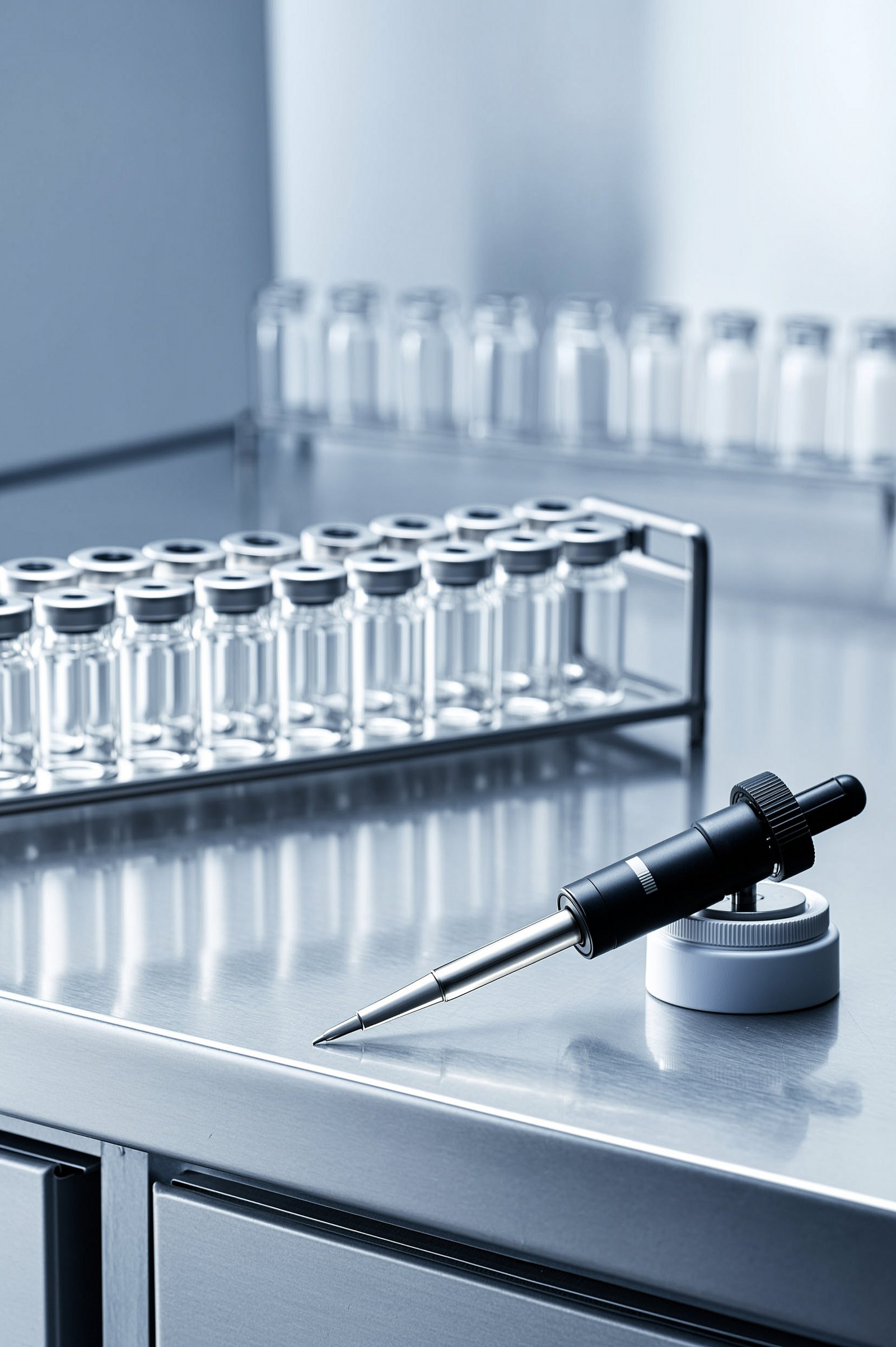 Laboratory equipment concept render, PELORA concept work, not a client product