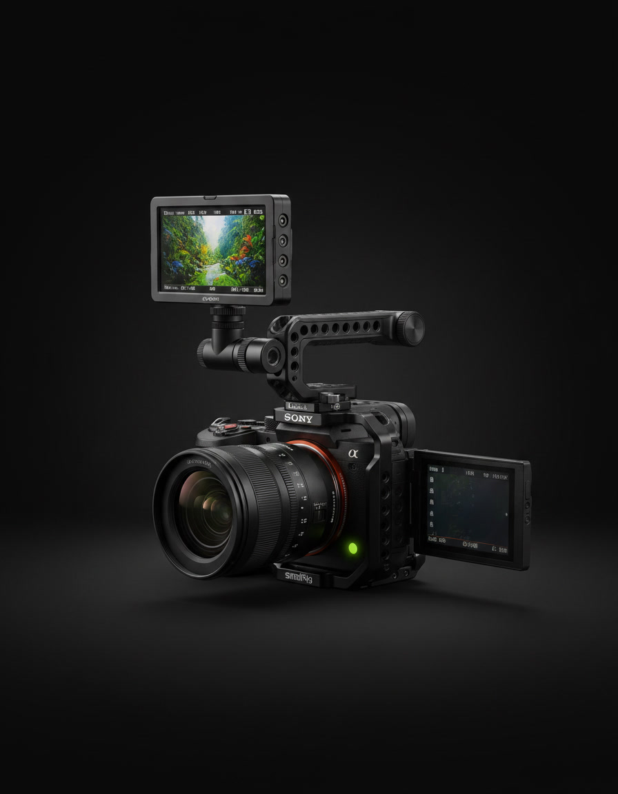 PELORA in-house Sony FX30 cinema rig used on shoot days