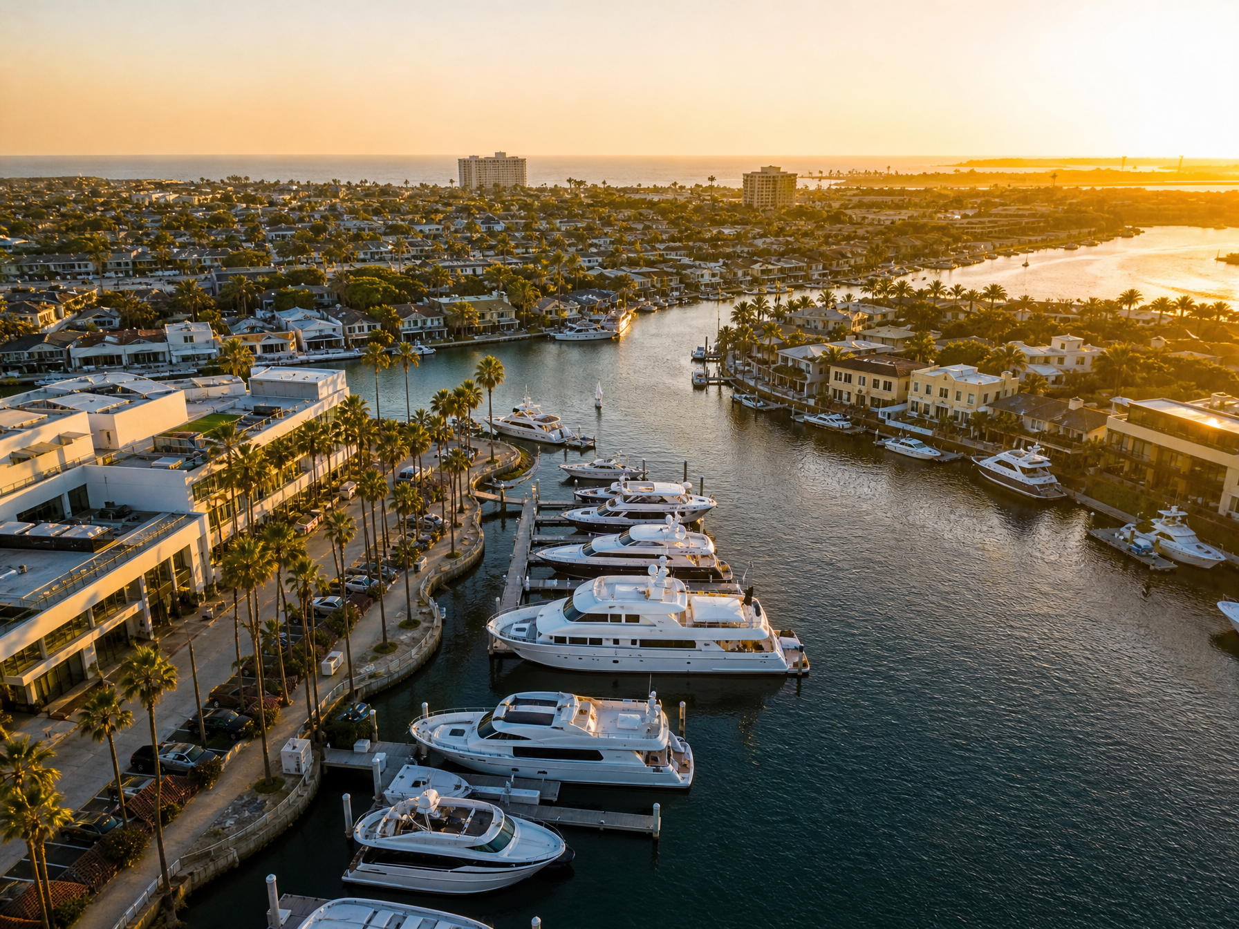 Newport Beach marina aerial view