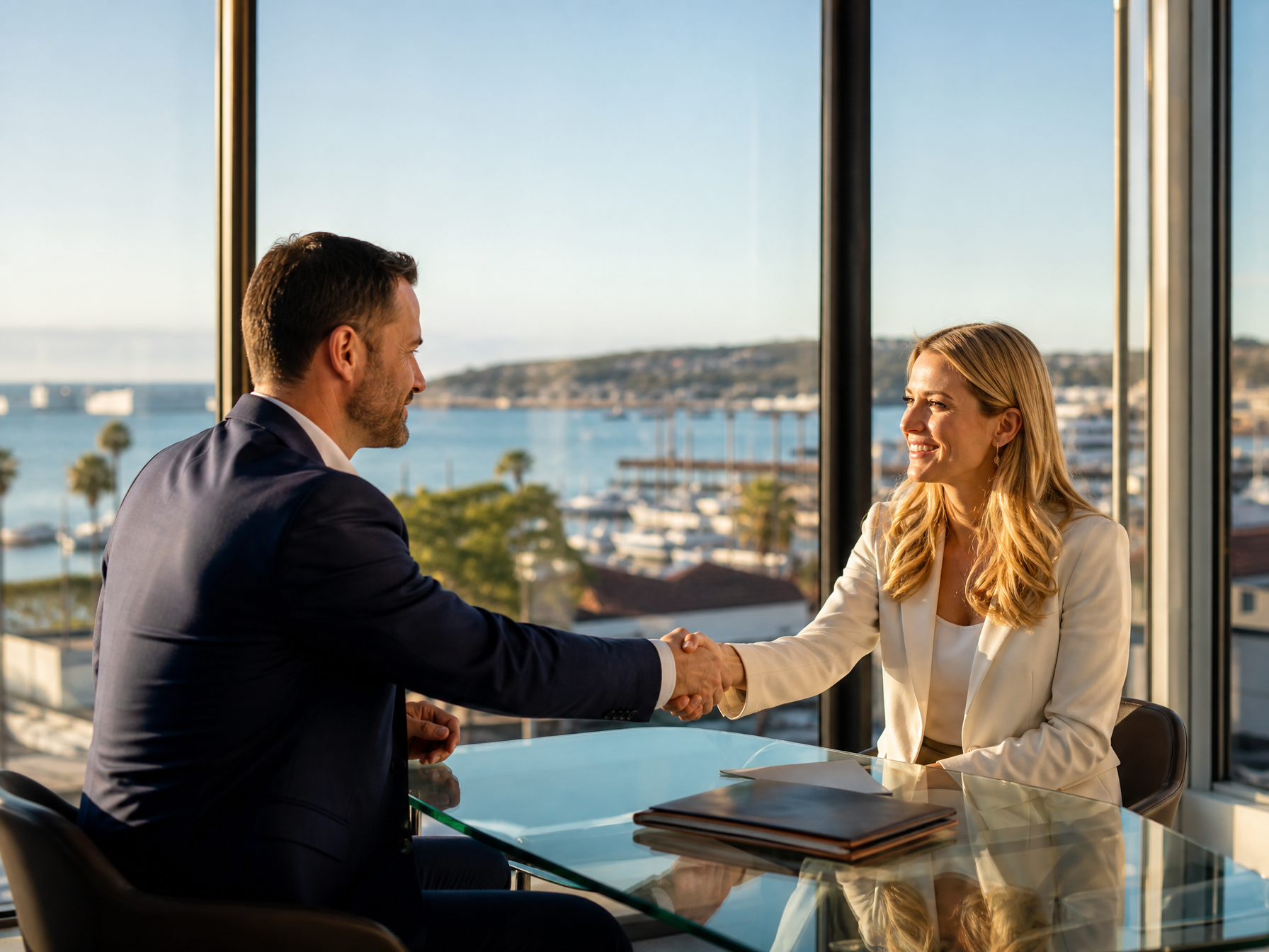 Business acquisition deal closing in Newport Beach