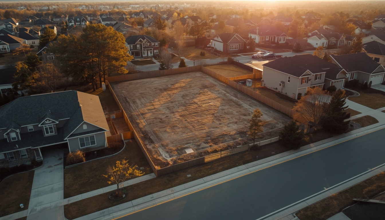 Aerial view of land and development opportunities