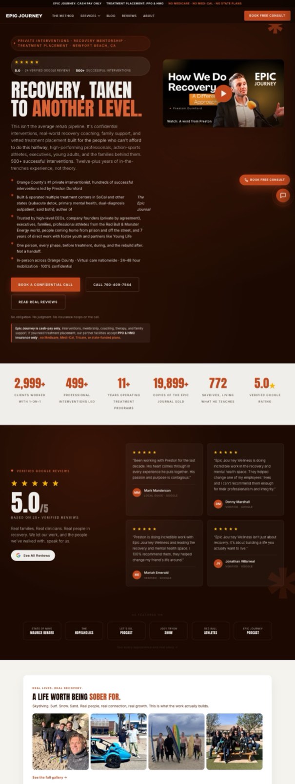 Epic Journey Recovery website by PELORA